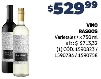 Makro VINO RASGOS 750ml oferta