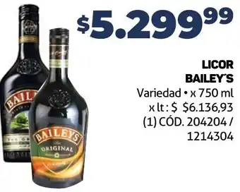 Makro LICOR BAILEY'S Variedad x 750 ml oferta