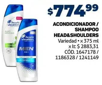 Makro ACONDICIONADOR/ SHAMPOO heads & shoulders 375ml oferta