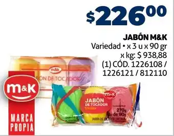 Makro JABÓN M&K Variedad x3 u x 90 gr oferta