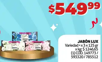 Makro JABÓN LUX Variedad x3 x 125 gr oferta