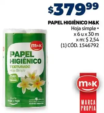 Makro PAPEL HIGIÉNICO M&K Hoja simple • x 6ux 30 m oferta