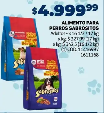 Makro ALIMENTO PARA PERROS SABROSITOS Adultos x16 1/2/17 kg oferta