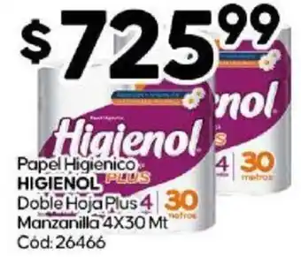 Diarco Papel Higienico PLUS HIGIENOL Doble Hoja Plus 4 30 Manzanilla 4X30 Mt oferta