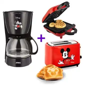 Pinturerías Rex Combo desayuno disney mickey mouse cafetera + tostadora + waflera atma oferta