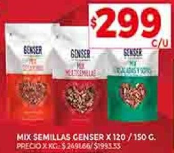 Supermercados DIA MIX SEMILLAS GENSER X 120 / 150 G. oferta