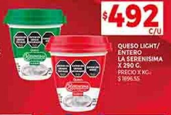 Supermercados DIA QUESO LIGHT/ ENTERO LA SERENISIMA X 290 G. oferta