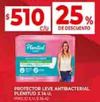 Supermercados DIA PROTECTOR LEVE ANTIBACTERIAL PLENITUD X 14 U. oferta