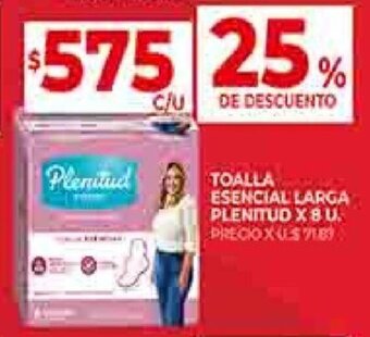 Supermercados DIA TOALLA ESENCIAL LARGA PLENITUD X 8 U. oferta