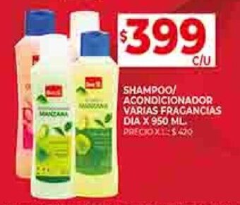 Supermercados DIA SHAMPOO/ ACONDICIONADOR VARIAS FRAGANCIAS DIA X 950 ML. oferta