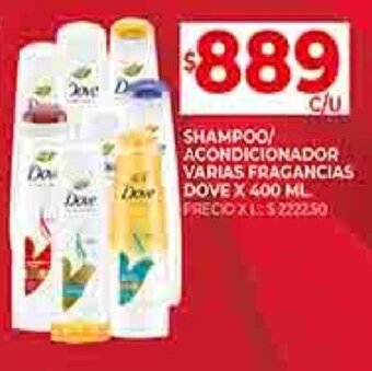 Supermercados DIA SHAMPOO /ACONDICIONADOR VARIAS FRAGANCIAS DOVE X 400 ML oferta