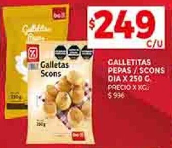 Supermercados DIA GALLETITAS PEPAS/SCONS DIA X 250 G. oferta