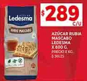 Supermercados DIA AZÚCAR RUBIA MASCABO LEDESMA X 800 G. oferta