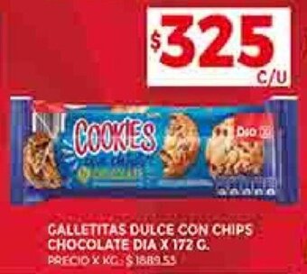 Supermercados DIA GALLETITAS DULCE CON CHIPS CHOCOLATE DIA X 172 G. oferta