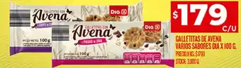 Supermercados DIA GALLETITAS DE AVENA VARIOS SABORES DIA X 100 G. oferta
