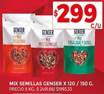 Supermercados DIA MIX SEMILLAS GENSER X 120 / 150 G oferta