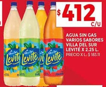Supermercados DIA AGUA SIN GAS VARIOS SABORES VILLA DEL SUR LEVITÉ X 2.25 L. oferta