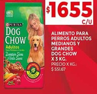 Supermercados DIA ALIMENTO PARA PERROS ADULTOS MEDIANOS Y GRANDES DOG CHOW X 3 KG. oferta