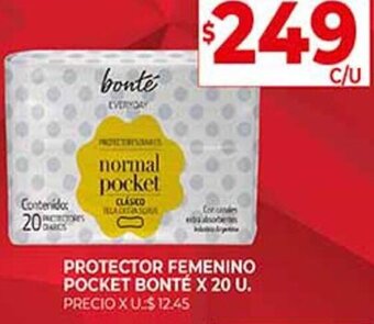 Supermercados DIA PROTECTOR FEMENINO POCKET BONTÉ X 20 U. oferta