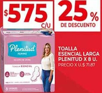 Supermercados DIA TOALLA ESENCIAL LARGA PLENITUD X 8 U. oferta