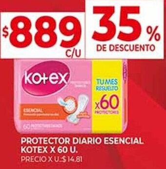 Supermercados DIA PROTECTOR DIARIO ESENCIAL KOTEX X 60 U. oferta