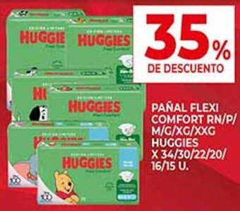 Supermercados DIA PAÑAL FLEXI COMFORT RN/P/ M/G/XG/XXG HUGGIES X 34/30/22/20/ 16/15 U. oferta