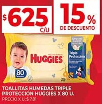 Supermercados DIA TOALLITAS HUMEDAS TRIPLE PROTECCIÓN HUGGIES X 80 U. oferta