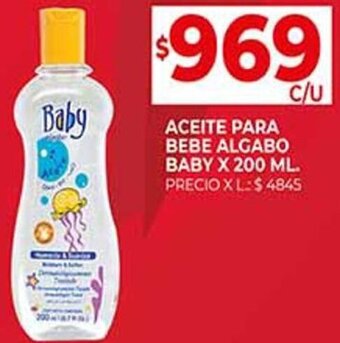 Supermercados DIA ACEITE PARA BEBE ALGABO BABY X 200 ML. oferta