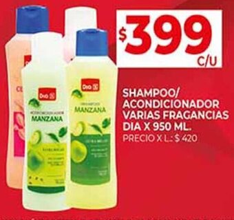 Supermercados DIA SHAMPOO/ ACONDICIONADOR VARIAS FRAGANCIAS DIA X 950 ML. oferta