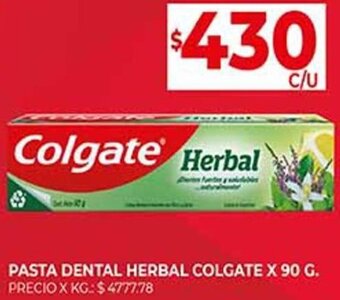 Supermercados DIA PASTA DENTAL HERBAL COLGATE X 90 G. oferta
