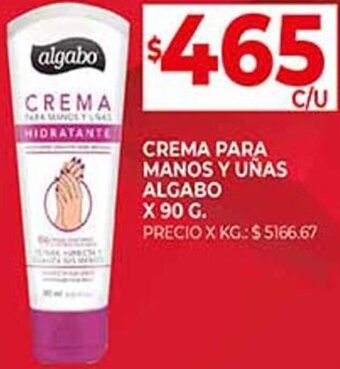 Supermercados DIA CREMA PARA MANOS Y UÑAS ALGABO X 90 G. oferta