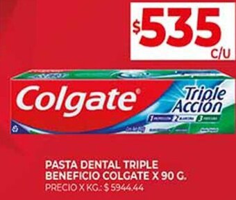 Supermercados DIA PASTA DENTAL TRIPLE BENEFICIO COLGATE X 90 G. oferta