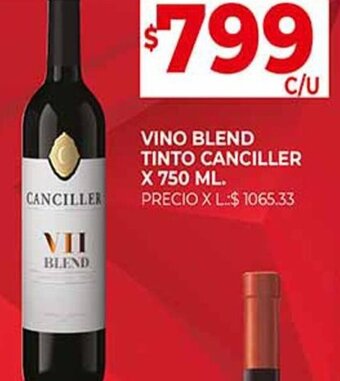 Supermercados DIA VINO BLEND TINTO CANCILLER X 750 ML. oferta
