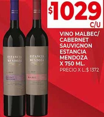 Supermercados DIA VINO MALBEC/ CABERNET SAUVIGNON ESTANCIA MENDOZA X 750 ML. oferta