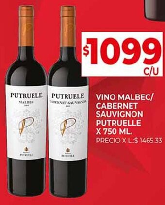 Supermercados DIA VINO MALBEC/ CABERNET SAUVIGNON PUTRUELLE X 750 ML. oferta