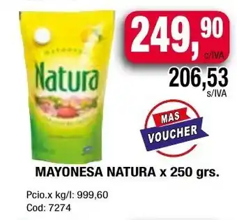 Maxiconsumo MAYONESA NATURA x 250 grs. oferta