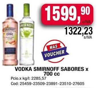 Maxiconsumo VODKA SMIRNOFF SABORES X 700 cc oferta