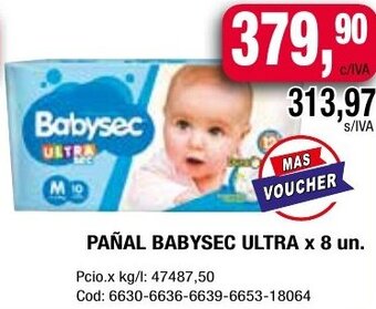 Maxiconsumo PAÑAL BABYSEC ULTRA x 8 un. oferta