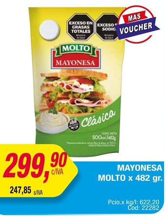 Maxiconsumo MAYONESA MOLTO x 482 gr. oferta