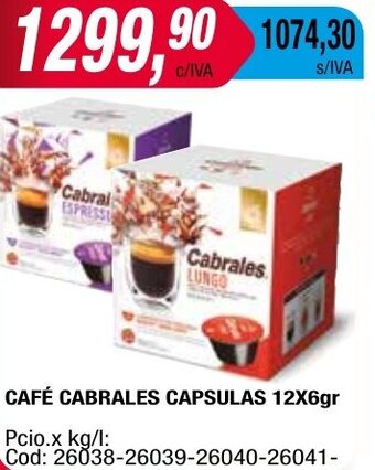 Maxiconsumo CAFÉ CABRALES CAPSULAS 12X6gr oferta