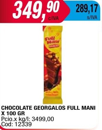 Maxiconsumo CHOCOLATE GEORGALOS FULL MANI X 100 GR oferta