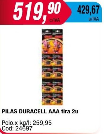 Maxiconsumo PILAS DURACELL AAA tira 2u oferta