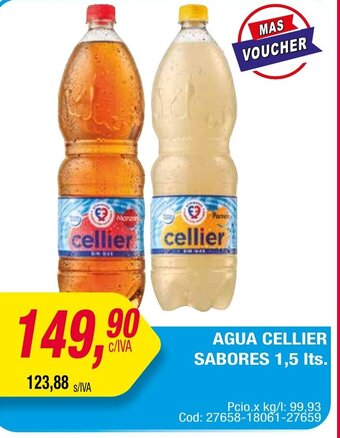 Maxiconsumo AGUA CELLIER SABORES 1,5 Its. oferta