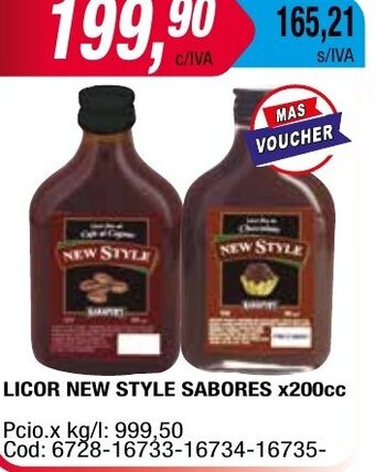 Maxiconsumo LICOR NEW STYLE SABORES x200cc oferta