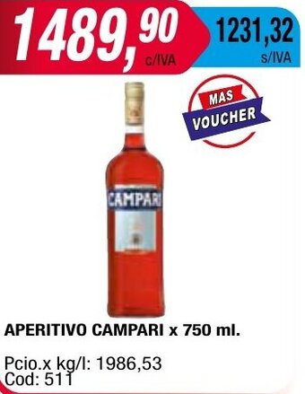 Maxiconsumo APERITIVO CAMPARI x 750 ml. oferta