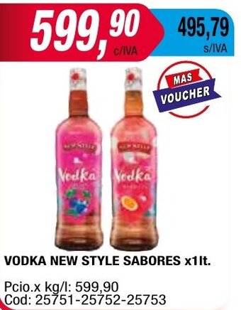 Maxiconsumo VODKA NEW STYLE SABORES x1 lt. oferta