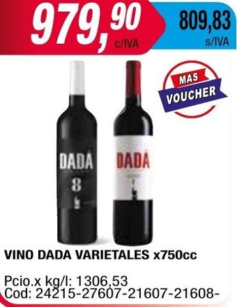 Maxiconsumo VINO DADA VARIETALES x750cc oferta