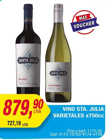 Maxiconsumo VINO STA. JULIA VARIETALES X750cc oferta