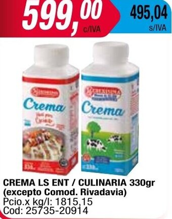 Maxiconsumo CREMA LS ENT / CULINARIA 330gr oferta