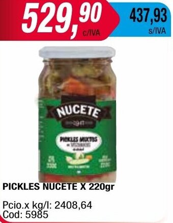 Maxiconsumo PICKLES NUCETE X 220gr oferta